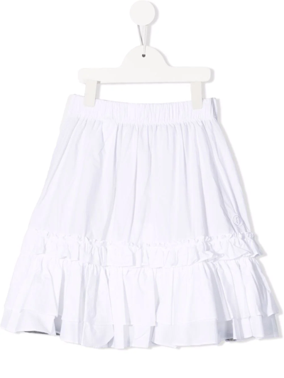 Mm6 Maison Margiela Teen Embroidered-logo Flared Skirt In Bianco