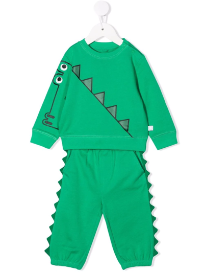 Stella Mccartney Green Tracksuit For Baby Boy With Crocodile