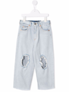 Mm6 Maison Margiela Ripped Straight-leg Jeans In Blue