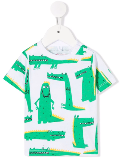Stella Mccartney White T-shirt For Baby Boy With Crocodiles