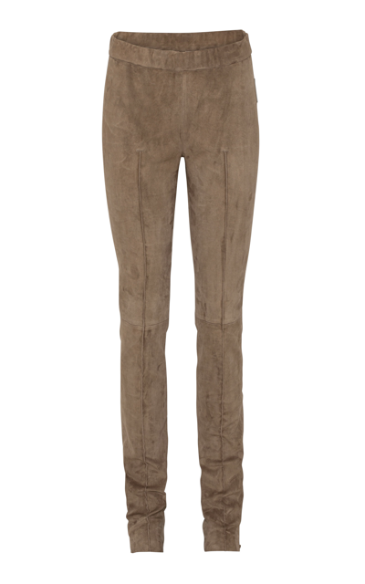 Anne Vest Women's Roses Zip-detailed Suede Leggings In Brown