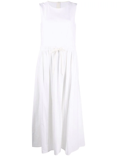 Mm6 Maison Margiela Linen And Cotton-blend Maxi Dress In Weiss