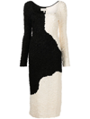 Mara Hoffman + Net Sustain Amy Two-tone Tencel Modal-cloqué Midi Dress In Weiss