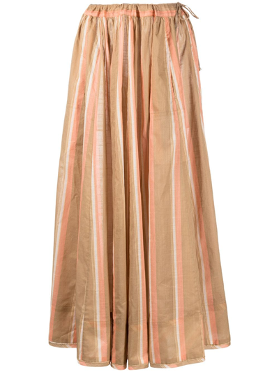 Zimmermann Rosa Striped Midi Skirt In Nude