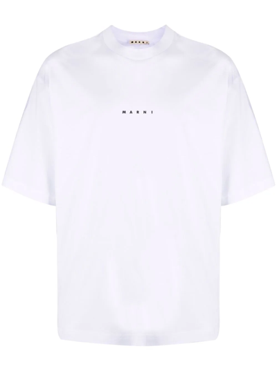 Marni Logo-print Cotton-jersey T-shirt In White