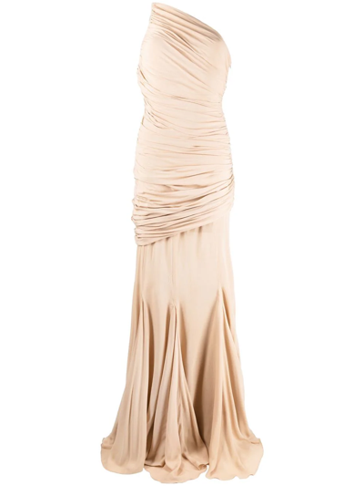 Giuseppe Di Morabito Ruched-detail One-shoulder Dress In Nude & Neutrals |  ModeSens