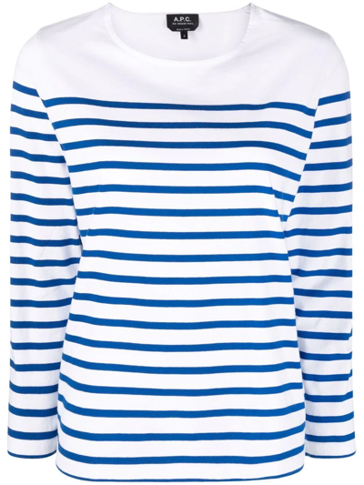 Apc Elisa Striped Cotton-jersey T-shirt In White