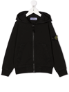 Stone Island Logo-patch Zip-up Hoodie In Schwarz
