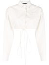 Andreädamo Andrea Adamo Woman Cropped Ivory Colored Cotton Shirt In Weiss