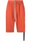 Rick Owens Drkshdw Drawstring-waist Cotton Drop-crotch Shorts In Orange