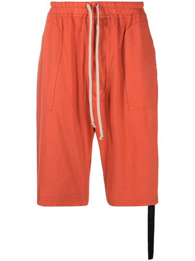 Rick Owens Drkshdw Drawstring-waist Cotton Drop-crotch Shorts In Orange