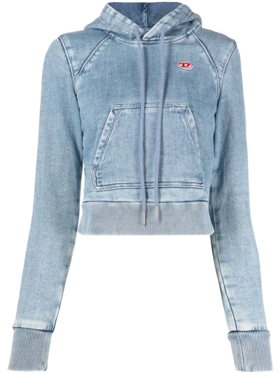 Diesel Logo-patch Cropped Hoodie In Blau