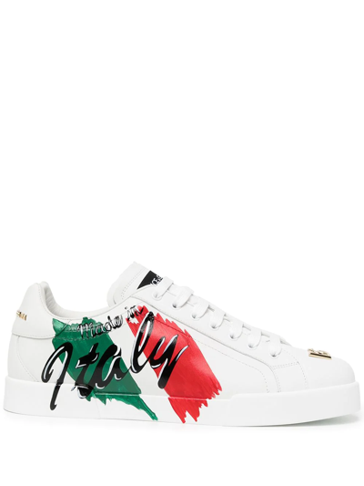 Dolce & Gabbana Made In Italy Print Sneakers In White