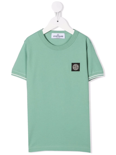 Stone Island Junior Kids' Logo-patch Cotton T-shirt In Green