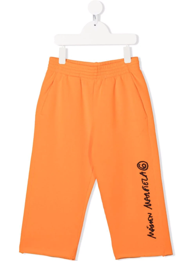Mm6 Maison Margiela Kids' Logo-print Joggers In Orange