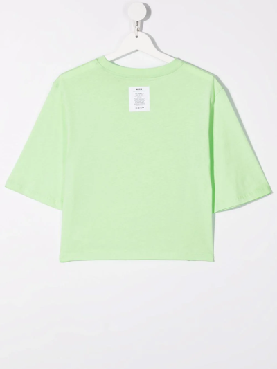 Msgm Teen Logo-print Cotton T-shirt In Green