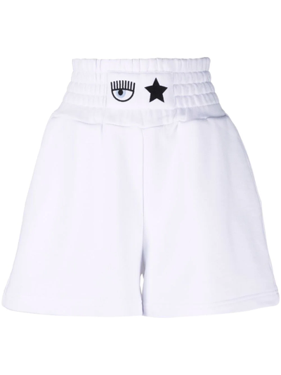 Chiara Ferragni Shorts With Star Eyes Application In Weiss