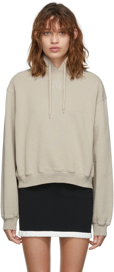 Alexander Wang T Taupe Structured Puff Logo Hoodie In Clay
