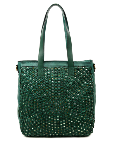 Old Trend Stellar Stud Leather Tote Bag In Kale