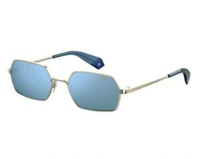 Polaroid Polarized Silver Mirror Unisex Sunglasses Pld 6068/s 0lks 56 In Blue,gold Tone,silver Tone