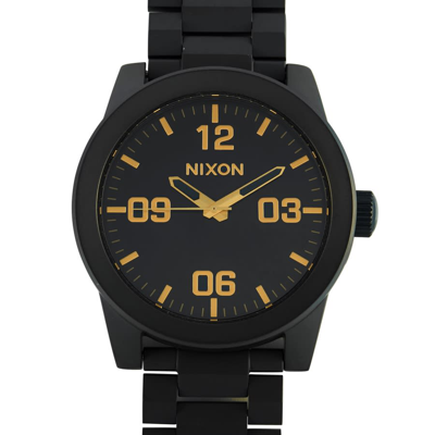 Nixon Corporal Quartz Black Dial Mens Watch A346-1041-00 In Black,gold Tone