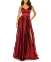 B DARLIN JUNIORS' V-NECK SATIN GOWN, CREATED FOR MACY'S