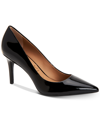 Calvin Klein Kamara Nappa Smooth Leather Pump In Black Faux Patent Leather