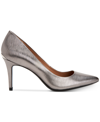 Calvin Klein 'gayle' Pointy Toe Pump In Anthracite Faux Patent Leather