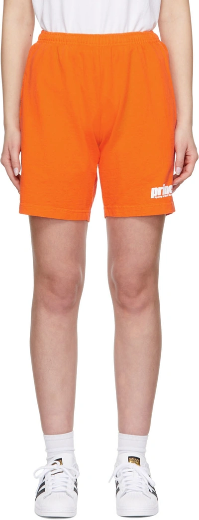 Sporty And Rich Sporty & Rich X Prince Logo-print Cotton Shorts In Orange
