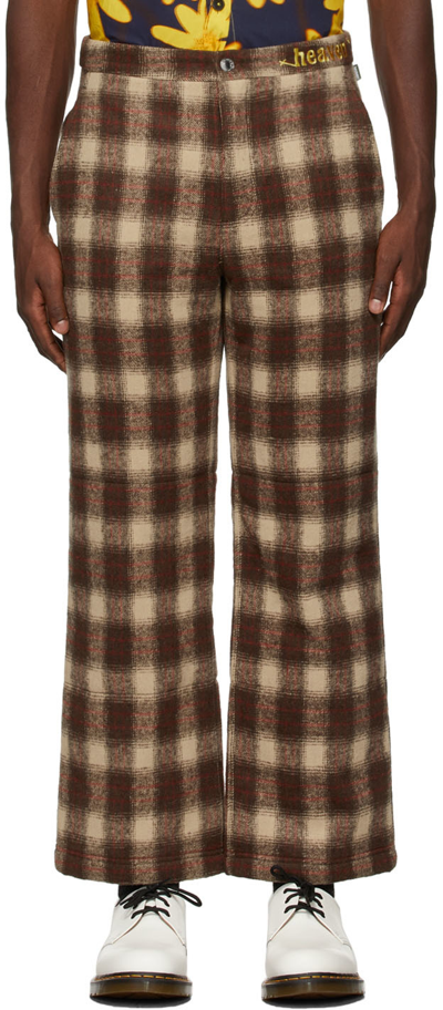Marc Jacobs Heaven Brown Insulated Trousers In Brown Plaid