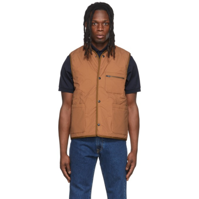 Paul Smith Brown Recycled Nylon Quilted Vest In Braun