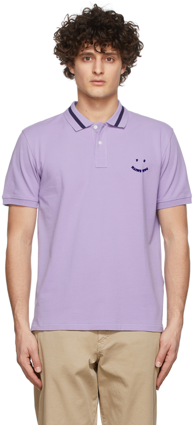 Ps By Paul Smith Smile Logo-print Organic Cotton Polo Shirt In 51 Purples
