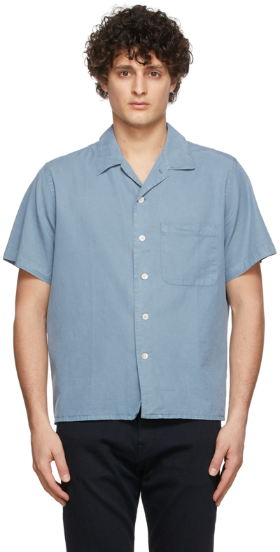 Ps By Paul Smith Blue Open Collar Shirt