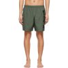 Alexander Mcqueen Khaki Graffiti Logo Swim Shorts In Khaki,black