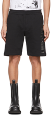 ALEXANDER MCQUEEN BLACK EMBROIDERED LOGO SHORTS