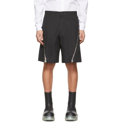 Alexander Mcqueen Spiral Zip Organic Cotton Bermuda Shorts In Black