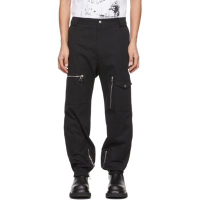 Alexander Mcqueen Black Cotton Canvas Cargo Trousers