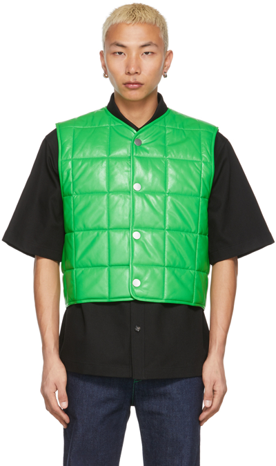 Bottega Veneta Square-quilt Sleeveless Jacket In Green