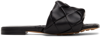 Bottega Veneta The Lido Leather Flat Sandals In Black