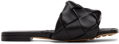 BOTTEGA VENETA BLACK INTRECCIATO LIDO FLAT SANDALS