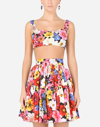 Dolce & Gabbana Floral-print Cotton-poplin Bra Top In Multicolor