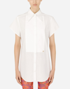 Dolce & Gabbana Poplin Shirt With Shirt Front And Dg Logo In White