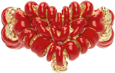 Bottega Veneta Bead-detail Sterling Silver Ring In 8822-chili