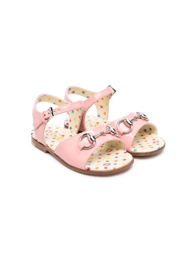 Gucci Kids' Horsebit Detail Sandals In Pink