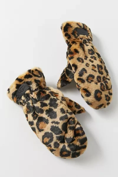 Ugg All Over Faux Fur Mitten In Neutral Multi