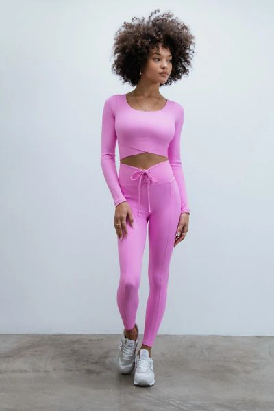 Year Of Ours Football Ribbed Lace-up Legging In Pink