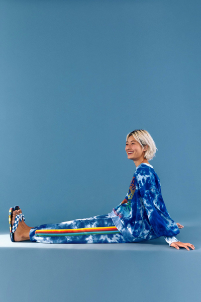 Farm Rio Radish Tie Dye Sweatpants In Navy Blue Tie Dye