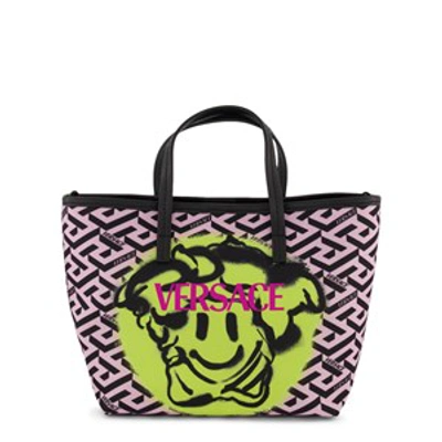 Versace Kids' Black And Yellow Pattern Medusa Bag