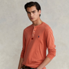 Ralph Lauren Slub Jersey Henley Shirt In College Orange