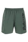 Alexander Mcqueen Khaki Graffiti Logo Swim Shorts In Mixed Colours